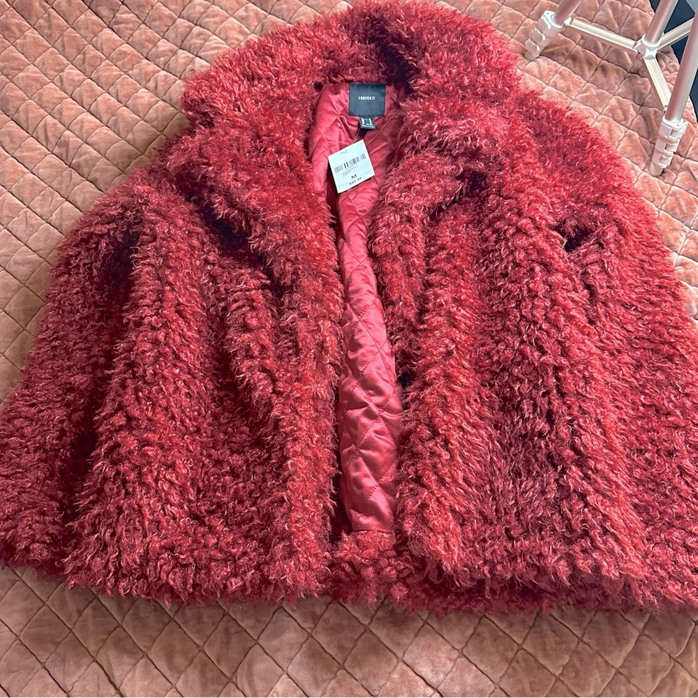 NWT Forever 21 Red Teddy Jacket